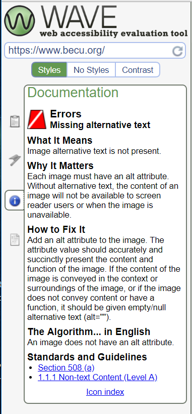 WAVE Error Documentation