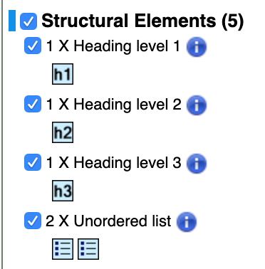 Structural Elements List